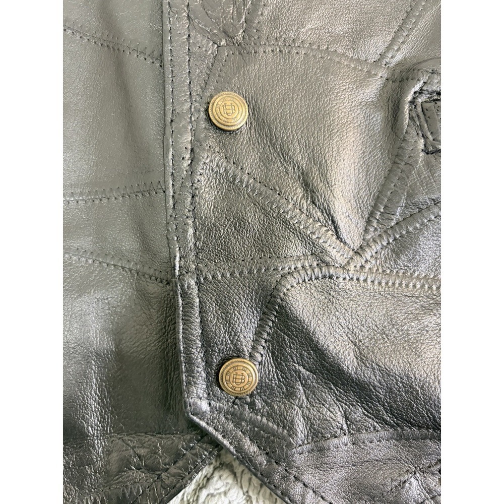 Patch Leather Vest, Mens XL - Picture 5 of 7